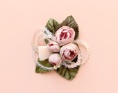 Pink vintage flower clip, Floral rose hair accessory - SWEET PEA