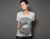 Womens T shirt - Butterfly Spring Fashion Loose fit T-Shirt - Alternative Apparel Heather Scoop Neck T shirt Top