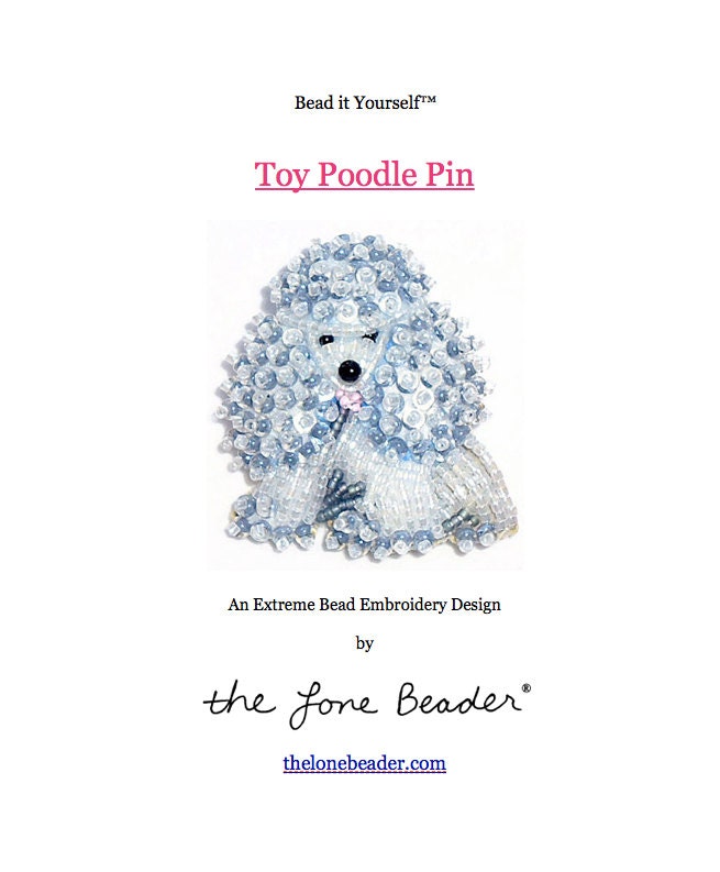 Beading Pattern: TOY POODLE Delica beaded dog pin- PDF file (For Personal Use Only)