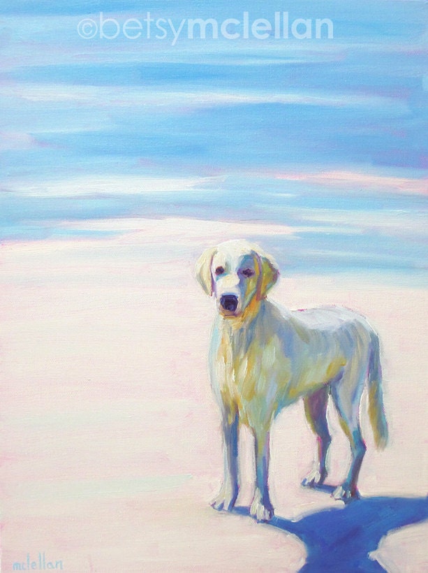 White Lab Dog - Dog Art - Giclee Print