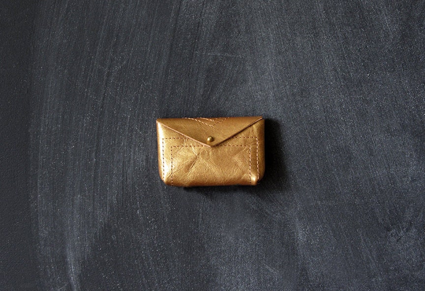 Gold Dyed and Embroidered Business Card Holder.