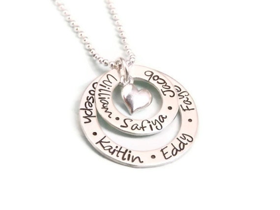 The Infinity Doubled with Heart Mom Necklace - Also Great for Grandma - Sterling Silver Hand Stamped