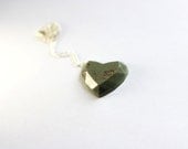 Khaki green heart necklace, statement pendant