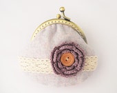 Lace and Crochet Flower Coin Purse Pastel purple - lazydoll