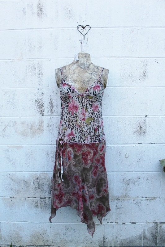 Upcycled Romantic Fairy Dress/Sexy Fairy/Hippie Clothing