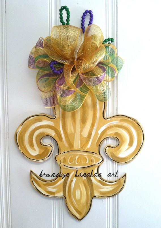 Mardi Gras Fleur de Lis Door Hanger - Bronwyn Hanahan Original