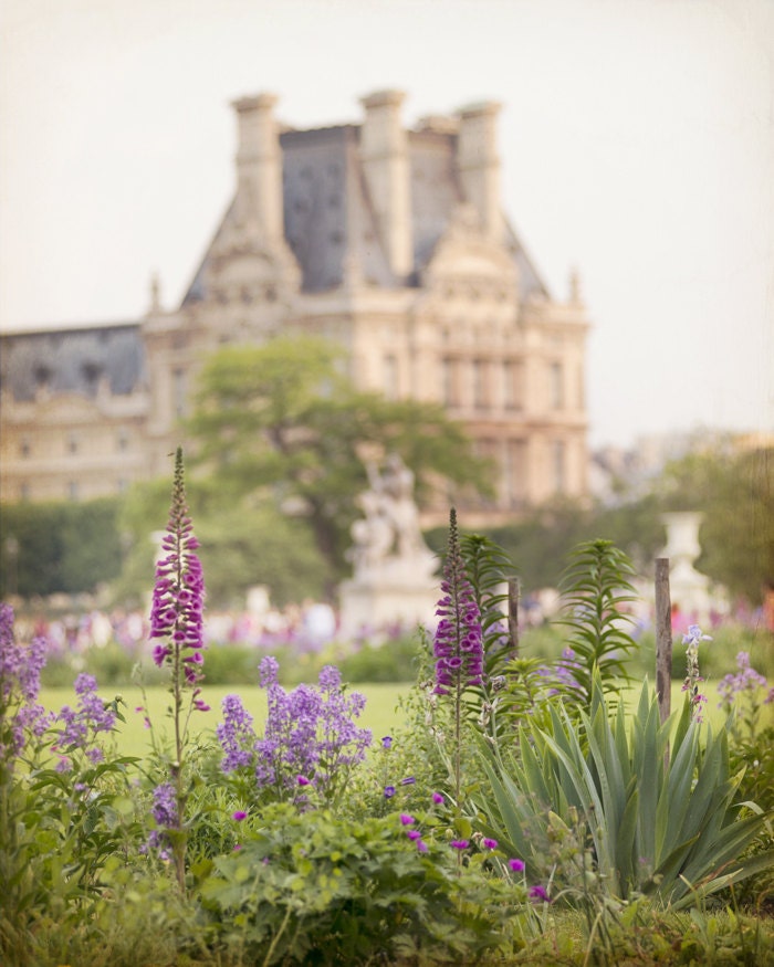 Paris Photography, The Louvre, Flower Garden, French Fine Art Travel Photograph, Wall Decor