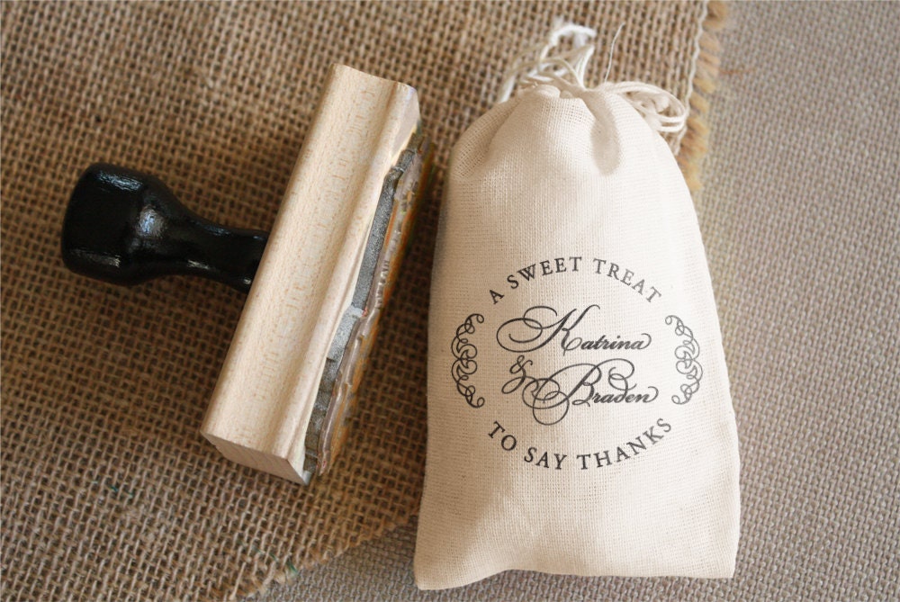 DIY Favor Bag Stamp - CUSTOM WORDING  - Encircled