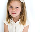 Flower Girl Hair Clip in Organic Natural Ivory Cotton, Eco Wedding, Beach wedding, Hand Crocheted Flower Bobby Pins Hair Clip