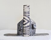 Modern Rustic Farmhouse Boho Charm Vintage Handmade Tree Stump Metal Bookends