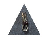 2 Brown Leather Bands - FREE shipping - Large and Small - Handmade Leather Cord Organizer
