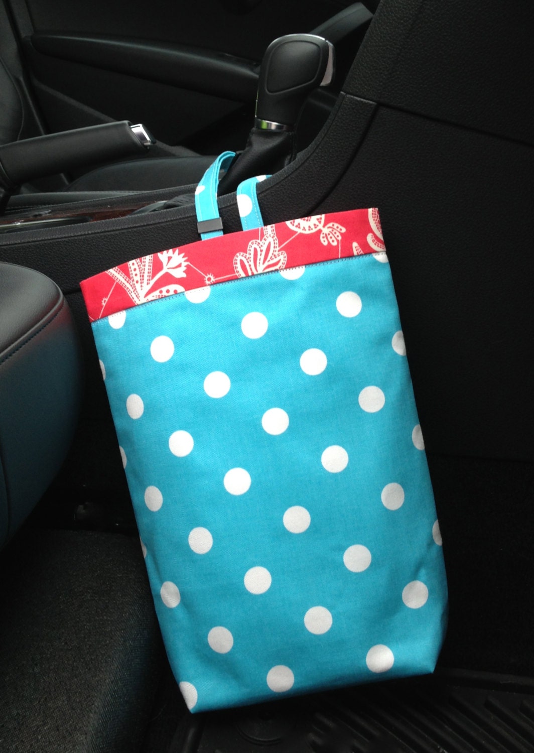 Car Bag POLKA DOTS Girlie Blue, Women, Car Litter Bag, Car Accessories, Car Trash Bag, Auto Bag, Car Organizer