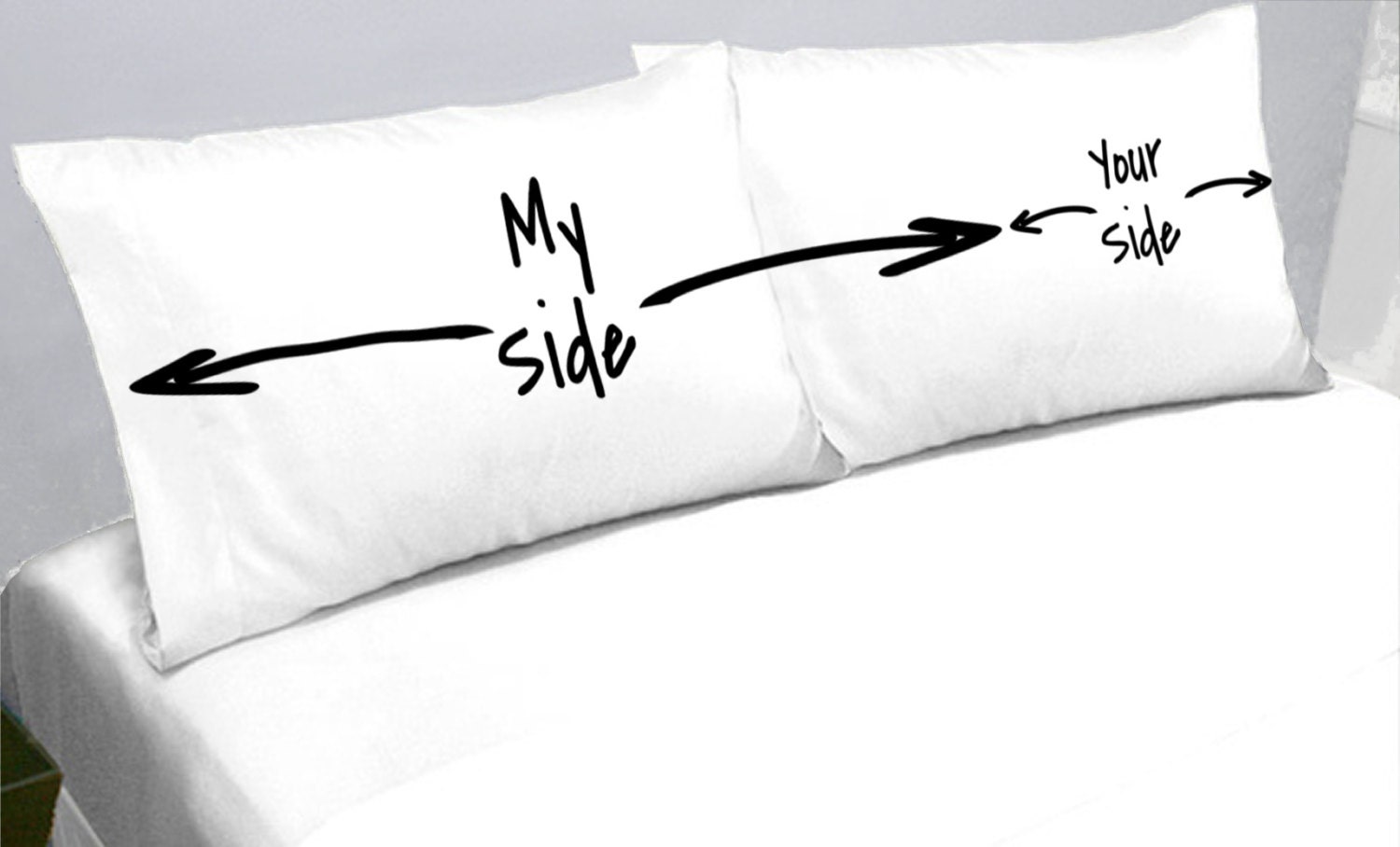 My Side Your Side Pillowcases -a funny gift pillows idea for the Bed Hog in your Life