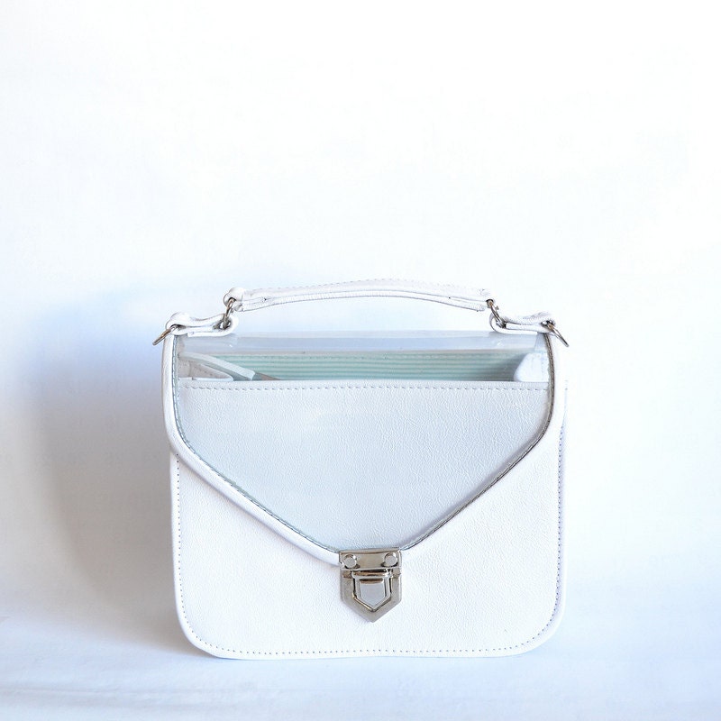 Mady duo leather and plastic top crossbody bag (Handmade to order)