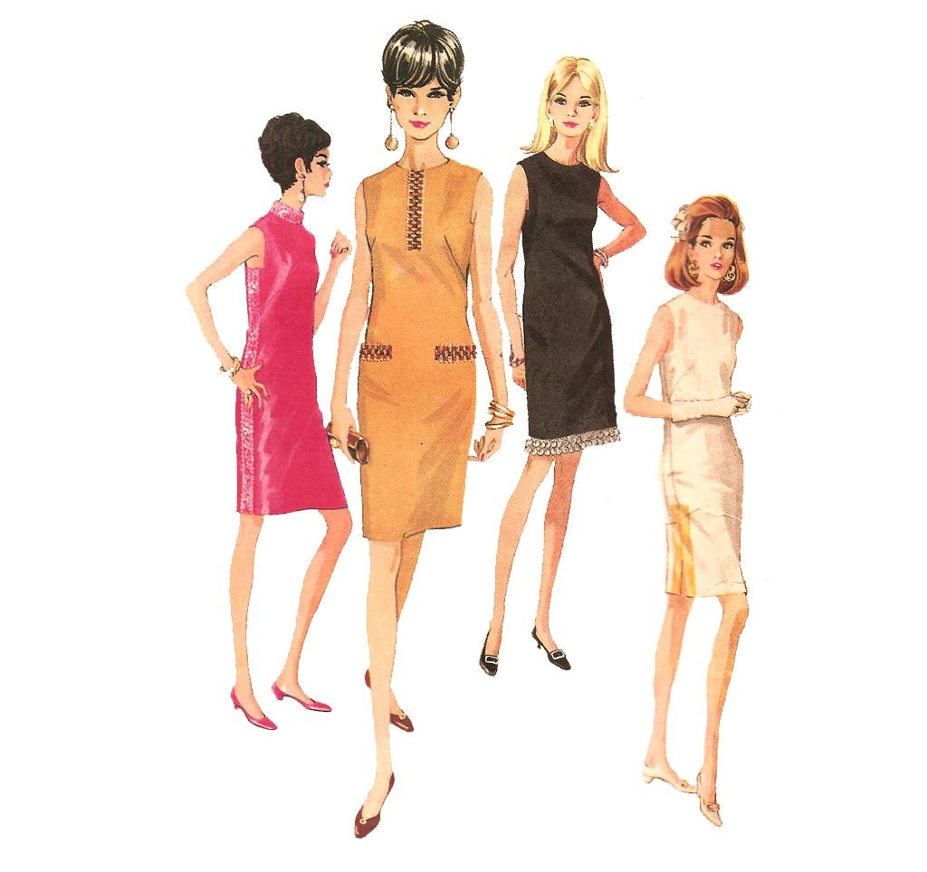 1960s Womens Mod Sheath Dress - McCall's 9029 Vintage Sewing Pattern - 32 Bust