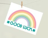 Set of 4 - Good Luck Rainbow Shamrock Spring Note Cards