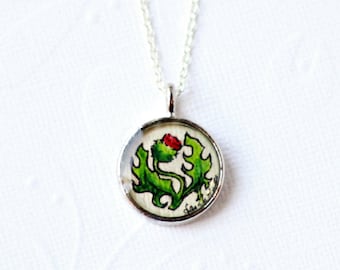 Flower of Scotland necklace, Scottish thistle jewelry, art pendant, LIMITED EDITION