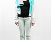 Neon blue sweatshirt, Cowl neck sweatshirt, Summer sweater, Extra long sleeves