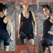 Eco racerback henley princess seam shirt  bamboo jersey BLACK