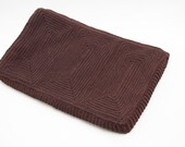 Vintage 40s Large Clutch - 1940s Crocheted Bag - Milk Chocolate Corde