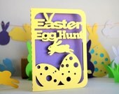 card, Egg Hunt bunny paper cut Card or egg hunt Party Invitation A575 Il_170x135