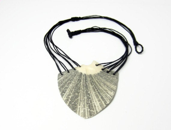 Book Necklace - Pendant made of Book Pages