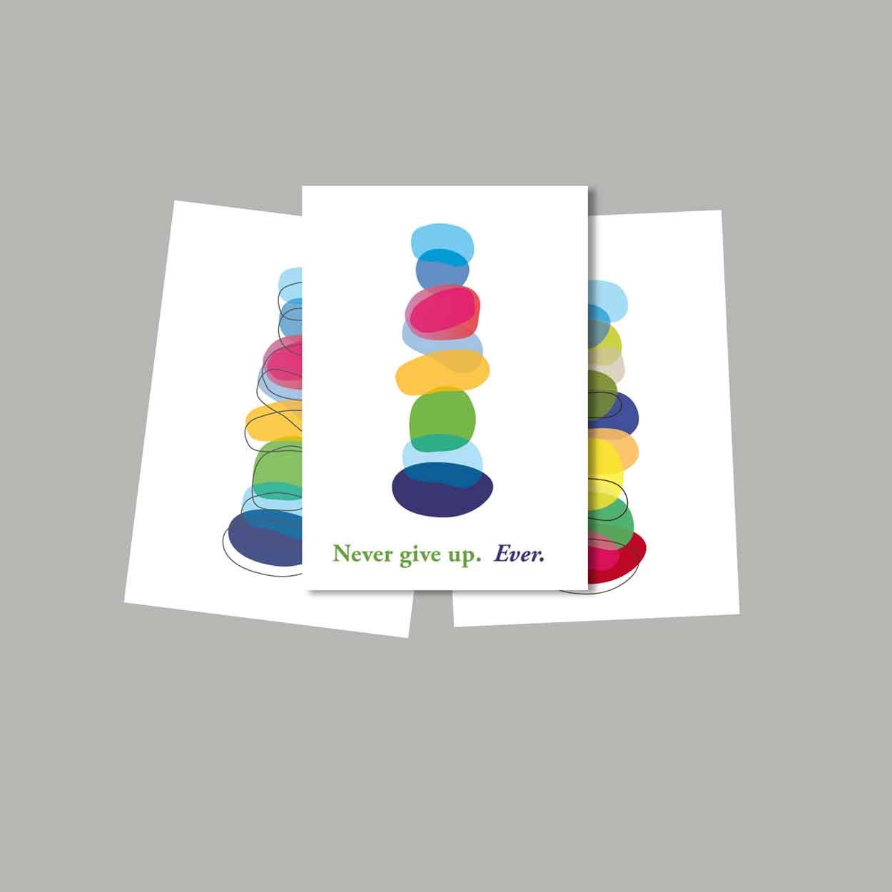 Encouraging Art - Never give up - wall art print - colorful personalized poster -primary bold colors graduation gift