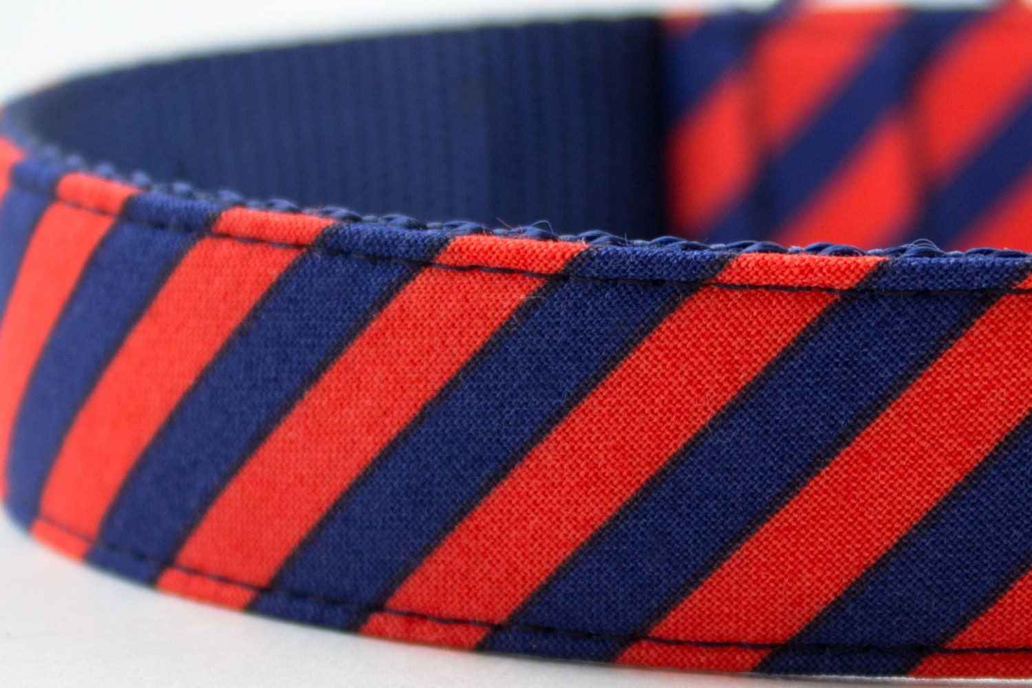 Navy Red Orange Stripes Dog Collar