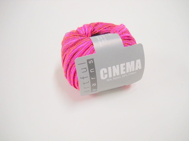 Knitting Yarn, Pink Railroad Yarn, Cinema Ribbon Yarn from Artful Yarns, Carry-Along Yarn, Knitting, Crochet, Hot Pink Yarn