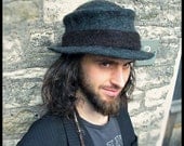 ARtWeAR Felted Hat - 'Ranger' - MADE to ORDER - Handmade wool felt trilby fedora hat - men women unisex - green brown black - handmade OOAK