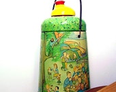 Vintage Picnic Thermos Tin Litho Graphics 1950s