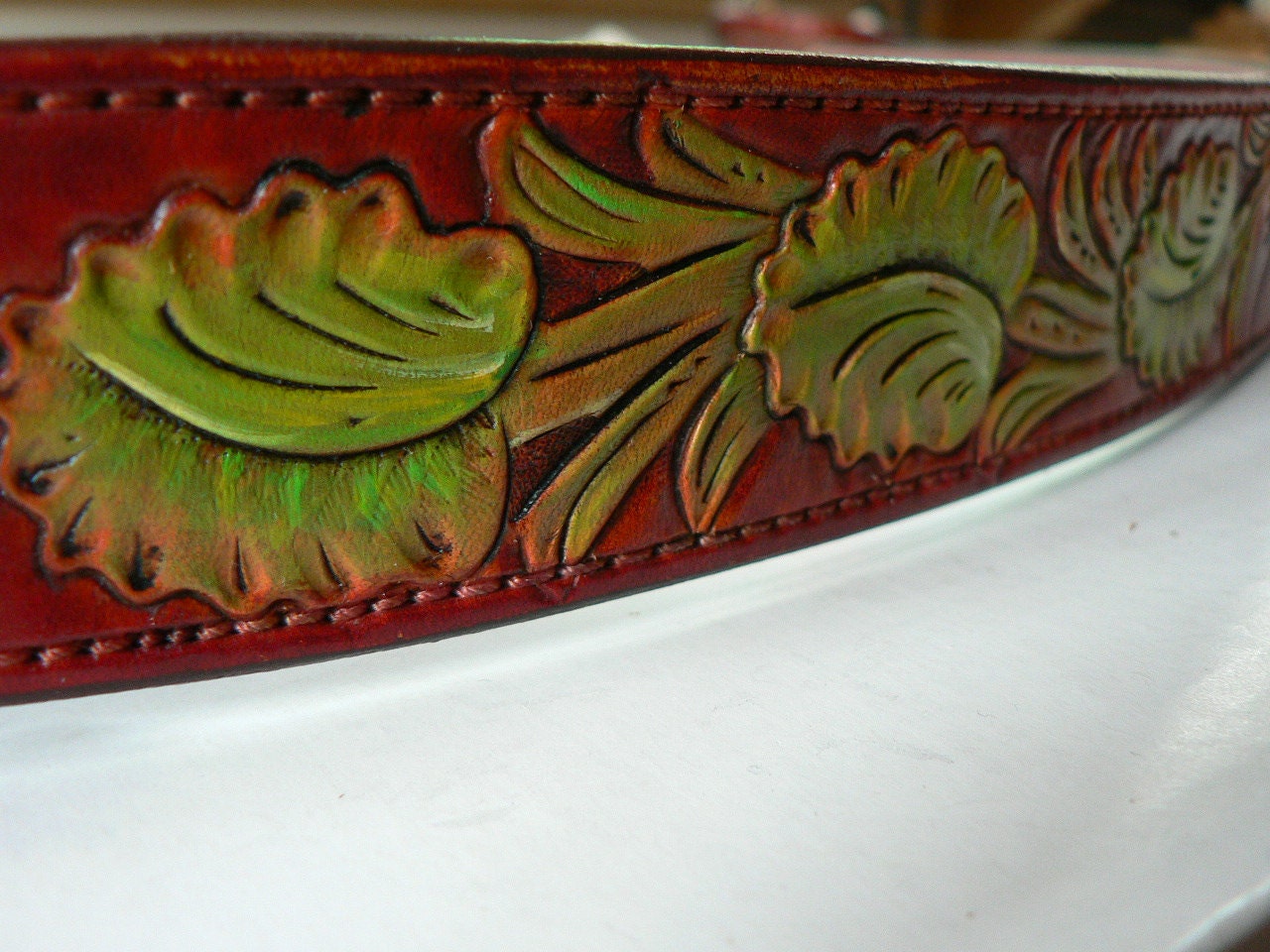 Large dog collar with Sheridan style tooling