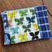 Patchwork and Quilted Pouch blue and green butterflies / cosmetic case / bridal shower gift/ craft carry / travel clutch