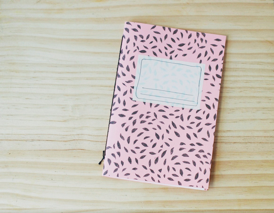 leafy patterned hand bound jotter - custom color blank notebook journal