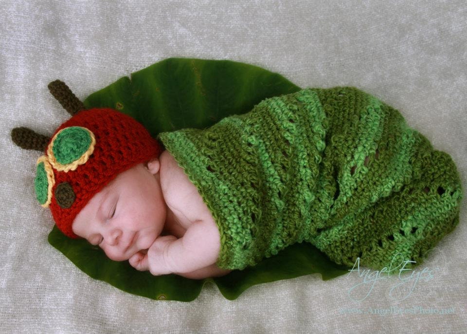 Very Hungry Caterpillar Hat and Cocoon Set - Newborn Photography Prop