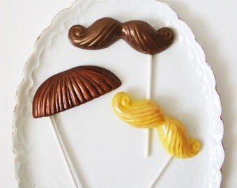 5 Chocolate Mustache Lollipops: Silver Screen Series