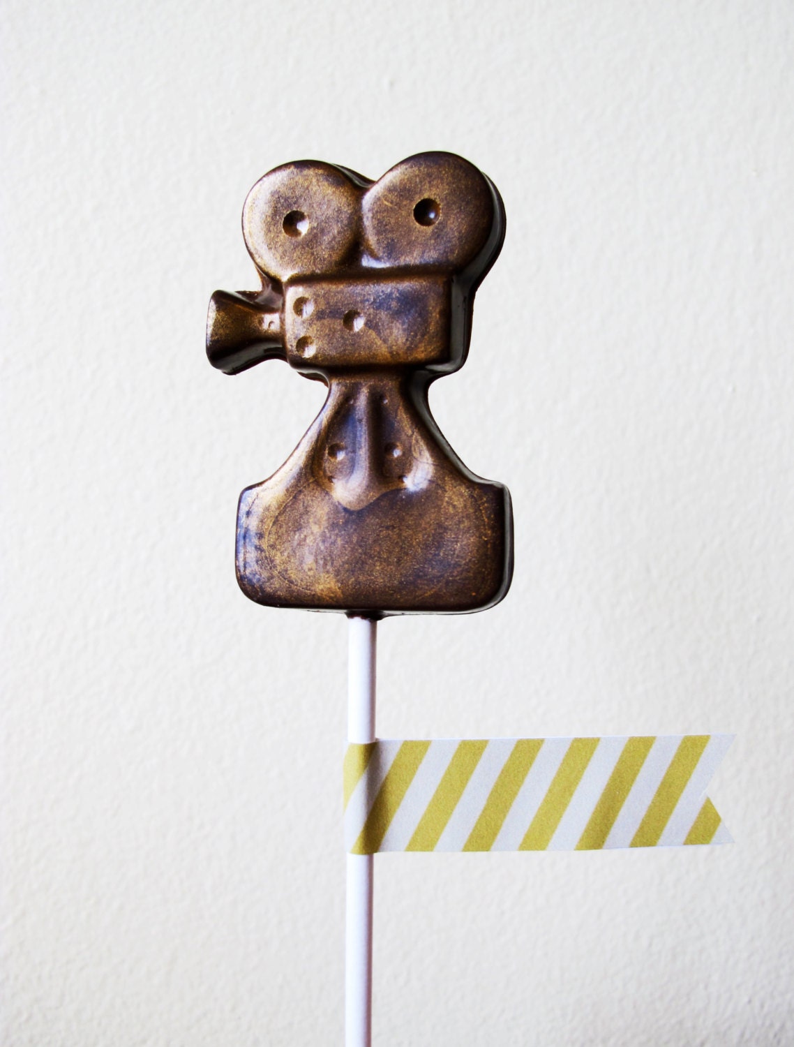 5 Movie Camera Lollipops: Imperial Gold Glimmer Patina