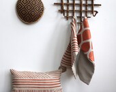 Karnataka pillow cover hand printed in metallic copper on natural ecru organic hemp 12x21