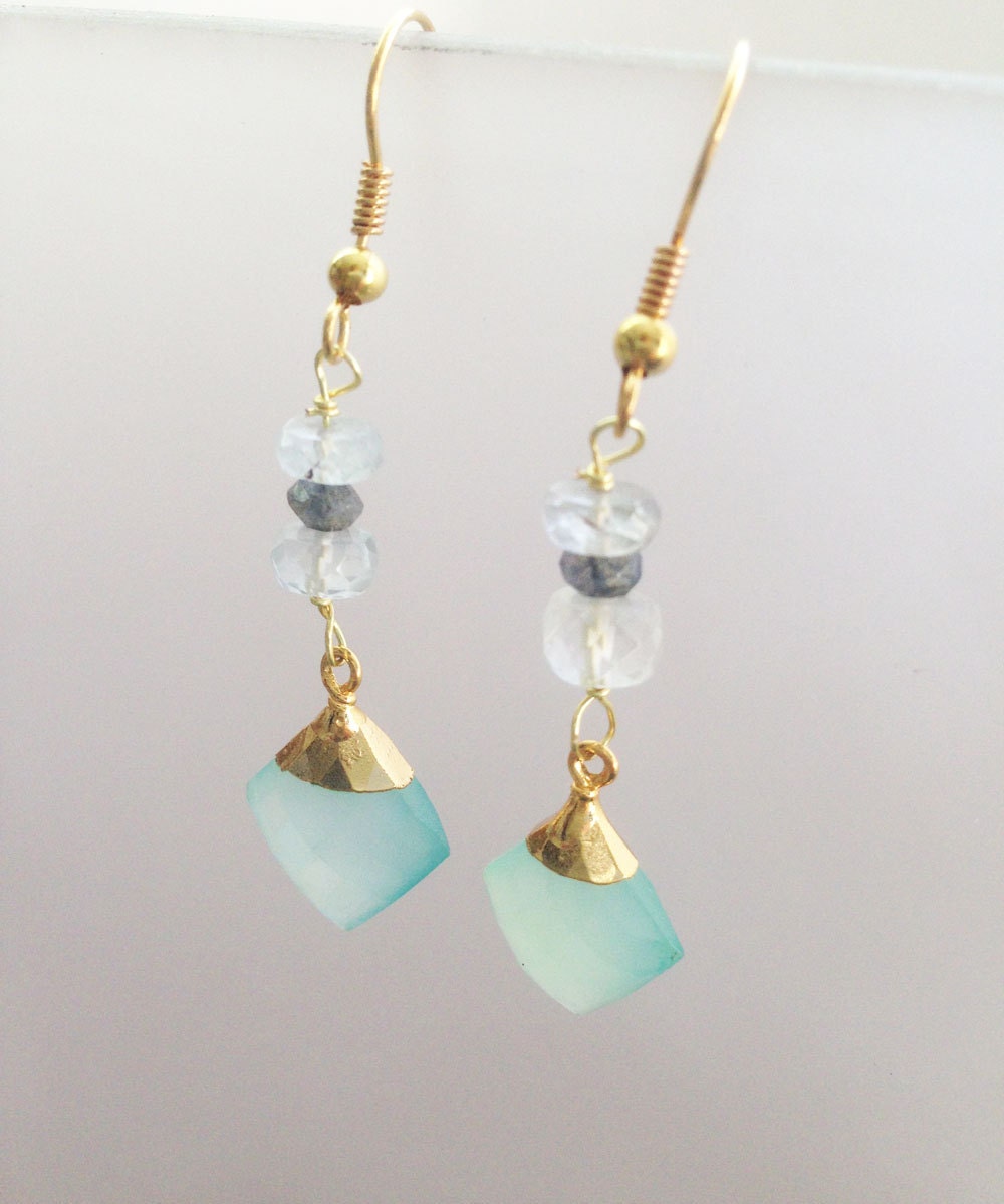 Aqua Chalcedony Earrings,...