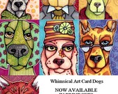 ACEO Dogs Print Set, Seven Whimsical Reproductions