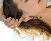 SUMMER  day hart love fashion extra long earrings emerald green jade and  gemstones gold stone earring elegant glam fashion jewelry israel