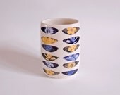 Mid Century Flower Pattern Design Vase  - hand made ceramic pottery