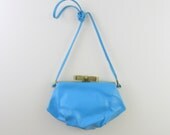 Vintage 1960s Robins Egg Blue Purse w/ Metal Bow Clasp