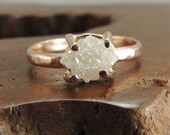 Rough Diamond 14k Rose Gold Ring Handmade Engagement Ring, Uncut Diamond Ring Conflict Free Diamond, Raw Diamond