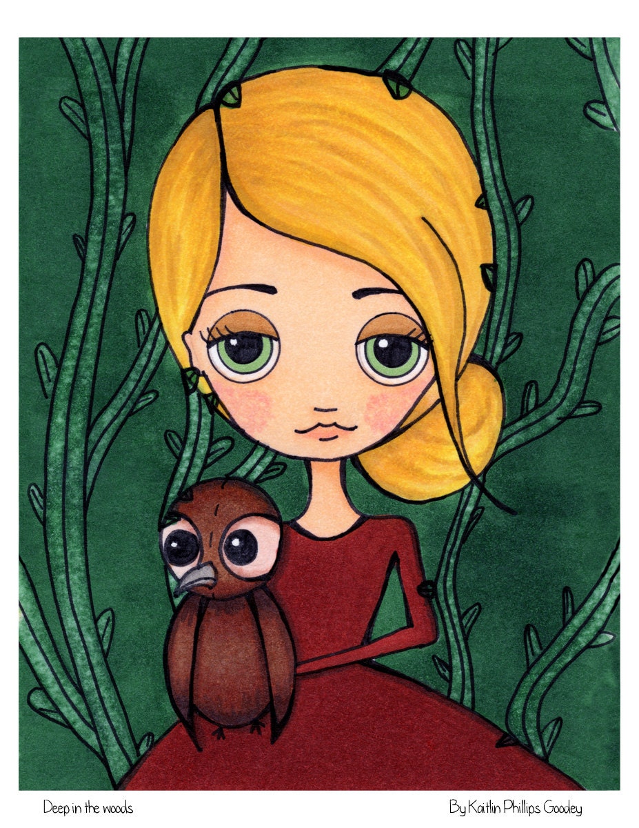 Pen & Ink Drawing Titled "Deep in the Woods" Print - StunninglyStrange