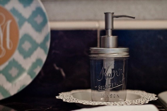 Fresh Kitchen - Gift Set of Two - Mason Jar Soap Dispensers (8oz) "Margaret" style