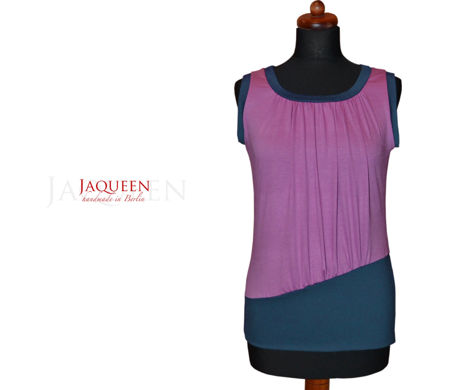 classy jersey top cuttling shirt jerseytop colorblock petrol lilac elegant top