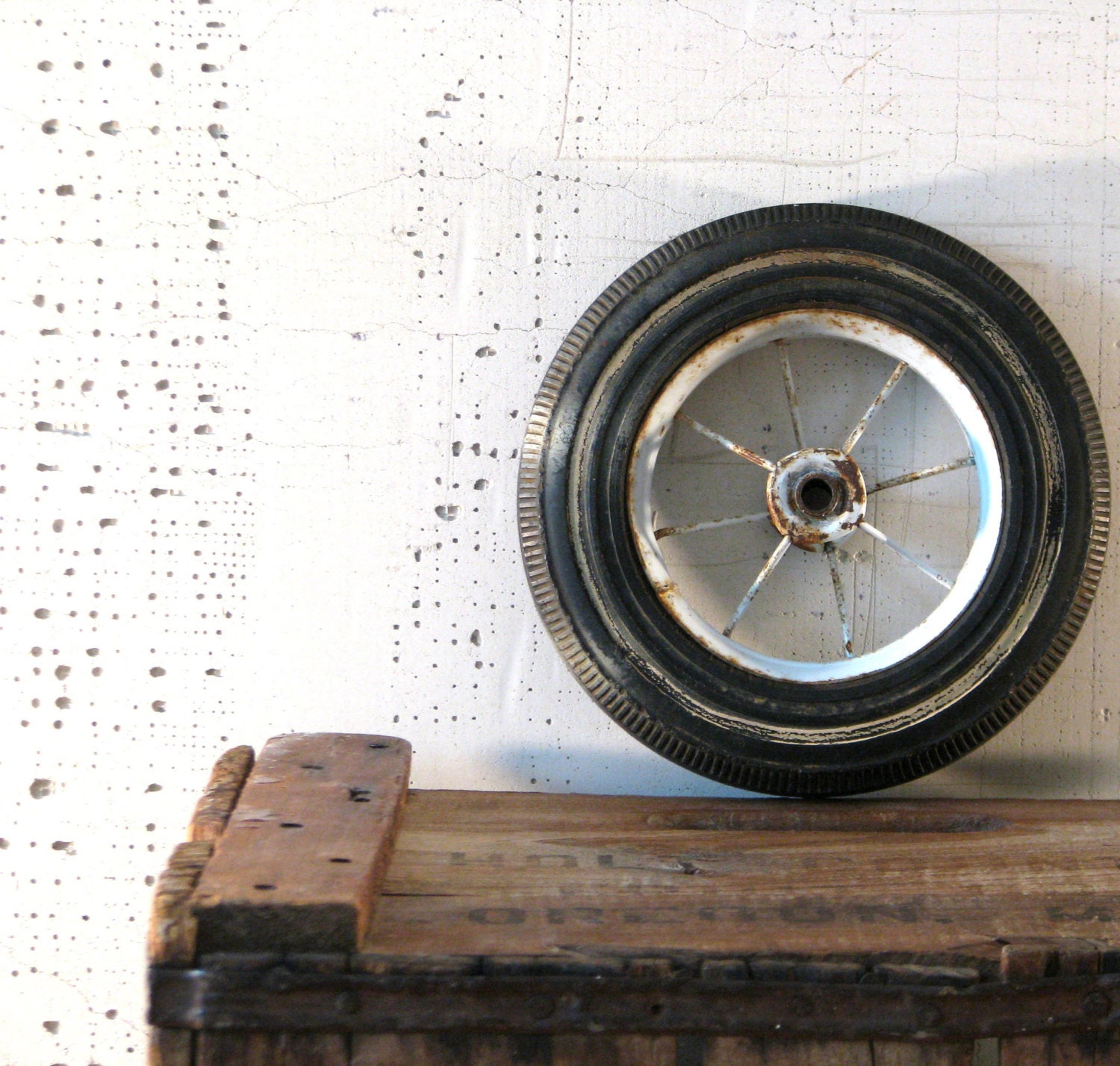 bike wheel - wagon wheel  - children's room decorating idea - urban farmhouse style home decor