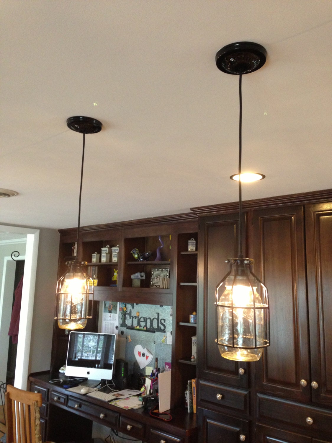 SET OF THREE , mason jar lights,Single Drop Chandeliers, Industrial Design