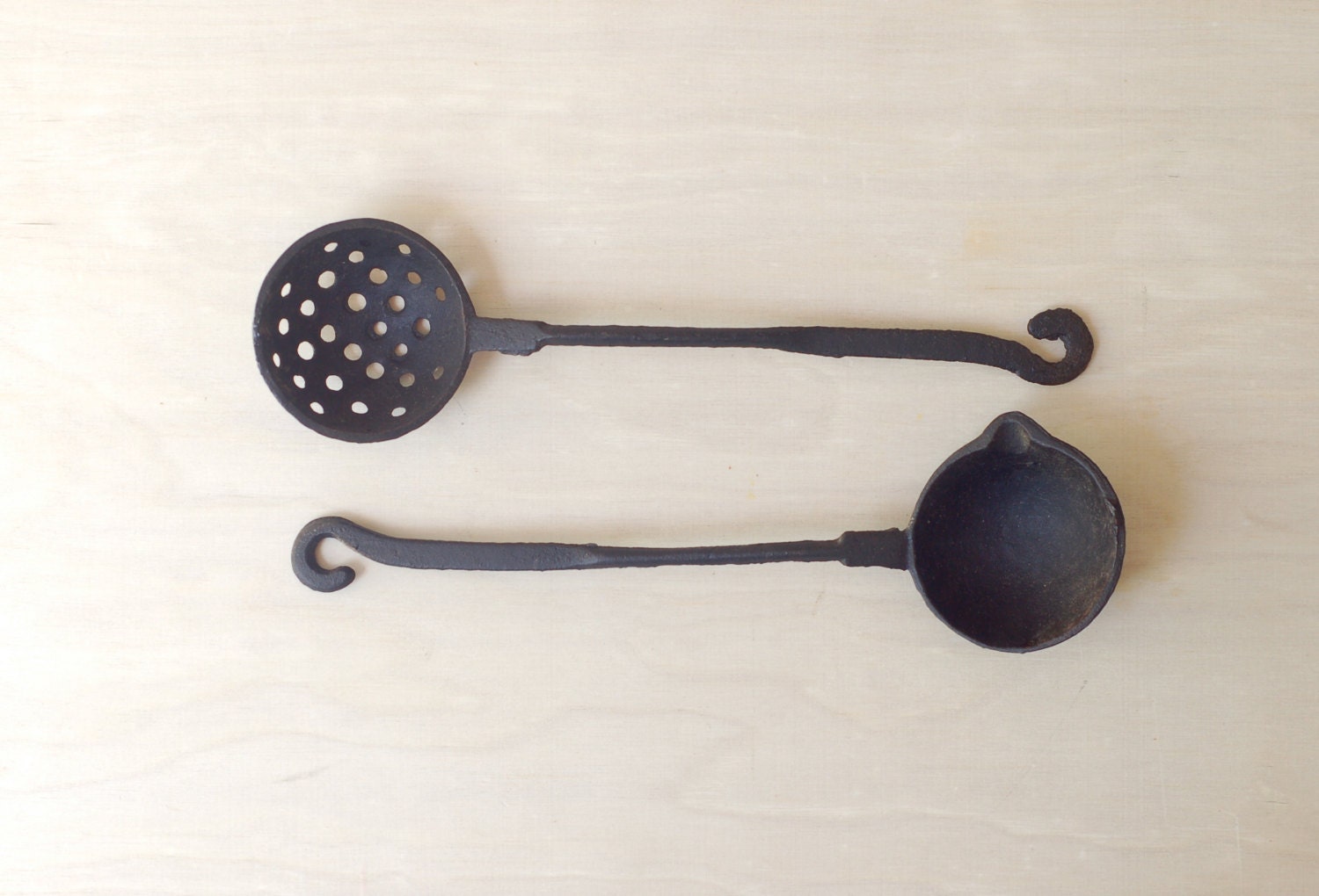 Vintage Cast Iron Utensils- metal spoon and spoodle - Surfaced